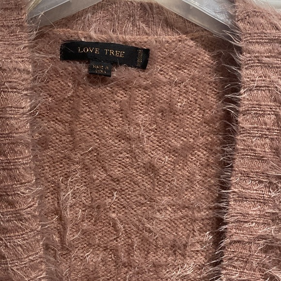 Mauve pink fuzzy knit cardigan - Picture 7 of 12